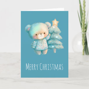 Oso lindo y árbol de Navidad