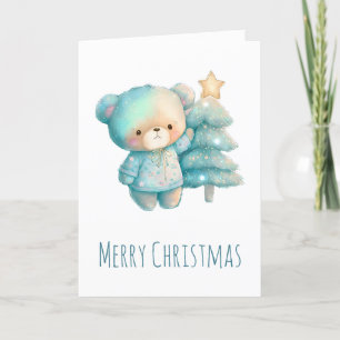 Oso lindo y árbol de Navidad