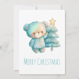 Oso lindo y árbol de Navidad