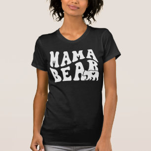 Oso, mami y camiseta tipo retro