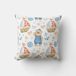 Oso marinero con velero Cojín decorativo