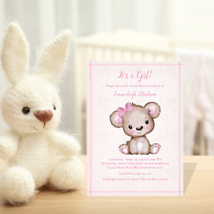 Oso Marrón Adorable para Invitación de Baby Shower