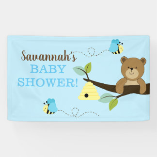 Oso marrón con pancarta de Personalizado de abejas
