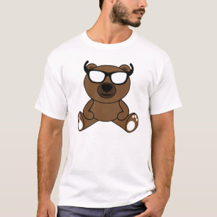 Oso marrón fresco con la camiseta de las gafas de
