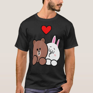 Oso marrón y Cony en el amor camiseta clásica