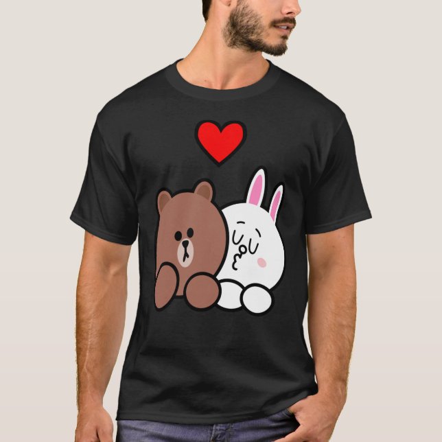 Oso marrón y Cony en el amor camiseta clásica (Anverso)