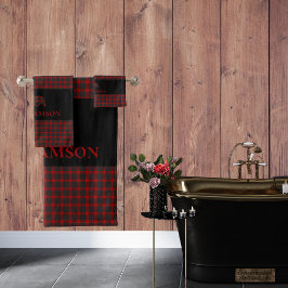 Oso Monograma Rústico | Negro rojo búfalo