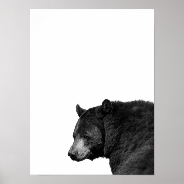 Oso Negro Blanco Póster de Foto para la Guardería  (Frente)