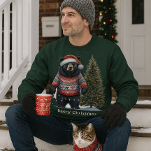 Oso Negro con Sudadera Navideña