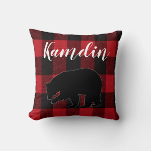 Oso negro de almohada roja personalizada de búfalo