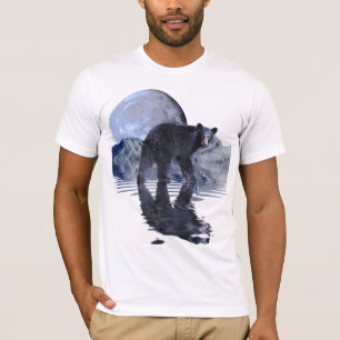 Oso Negro, Luna y Montañas Camiseta de Vida Silves