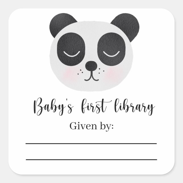 Oso Panda Bebé - Etiqueta para libro de Baby Showe (Anverso)