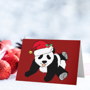 Oso Panda de Navidad Lindo en Sombrero Rojo de San