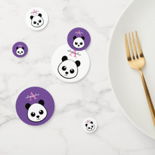 Oso Panda Lindo Confeti de Monograma Personalizado