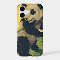 Oso panda lindo vintage comiendo bambú, animal sal