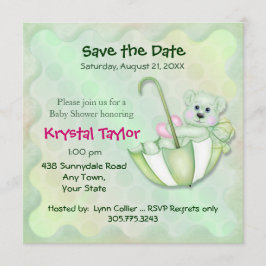 Oso Paraguas Mint - Invitación