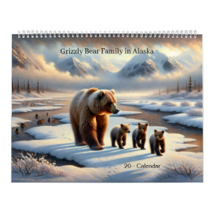 Oso Pardo Madre Cachorros Alaska Calendario de Vid