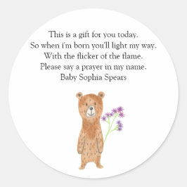 Oso pequeño lindo - Etiqueta de la vela de la orac