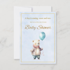 Oso pequeño sostiene un globo Baby Shower
