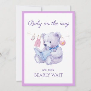 Oso personalizado leyendo un libro Invitación a Ba