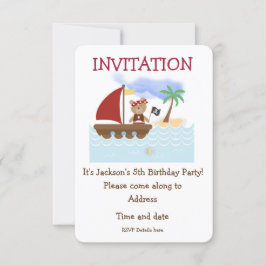 Oso pirata en la invitación de cumpleaños a alta m