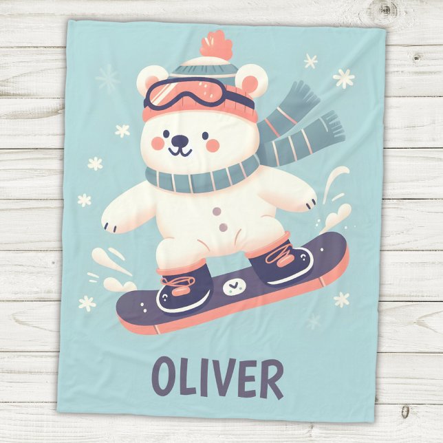 Oso Polar Adorable en una Snowboard Personalizada (Subido por el creador)