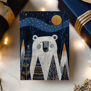 Oso Polar Adorable Navidad Invernal Nórdica Feliz