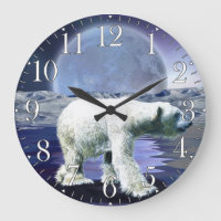 Oso Polar Ártico y Reloj de Arte Aurora