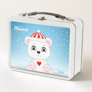 Oso Polar Blanco Adorable sobre Azul Claro