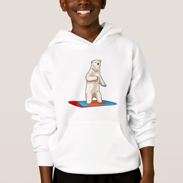 Oso polar como snowboarder con snowboard (Anverso)