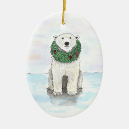 Oso polar con el ornamento de la guirnalda del día