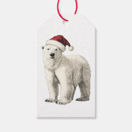 OSO POLAR CON ETIQUETA DE REGALO GORRO DE PAPÁ NOE