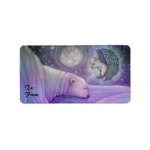 Oso Polar con Etiquetas de Regalo de Ángel