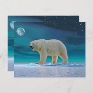 Oso polar con tarjeta de felicitación plana con lu