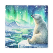 Oso Polar Contemplando las Estrellas Imán Realista