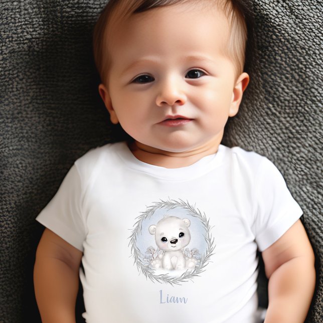 Oso Polar Cute Nombre Azul Winter Boy Camiseta Beb (Cute Polar Bear Blue Winter Boy Baby T-shirt)