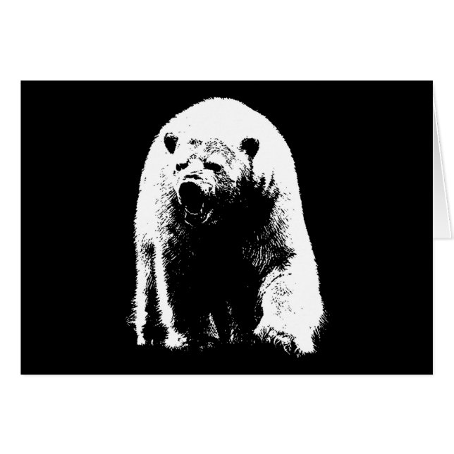 Oso Polar de Arte Pop Blanco y Negro (Anverso (Horizontal))