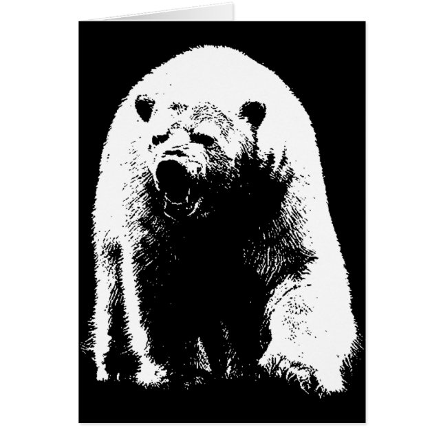 Oso Polar de Arte Pop Blanco y Negro (Frente)