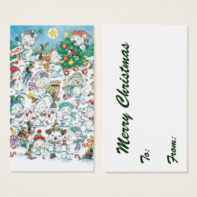 Oso Polar De Dibujos Animados De Navidad Fiesta De (Anverso y reverso)