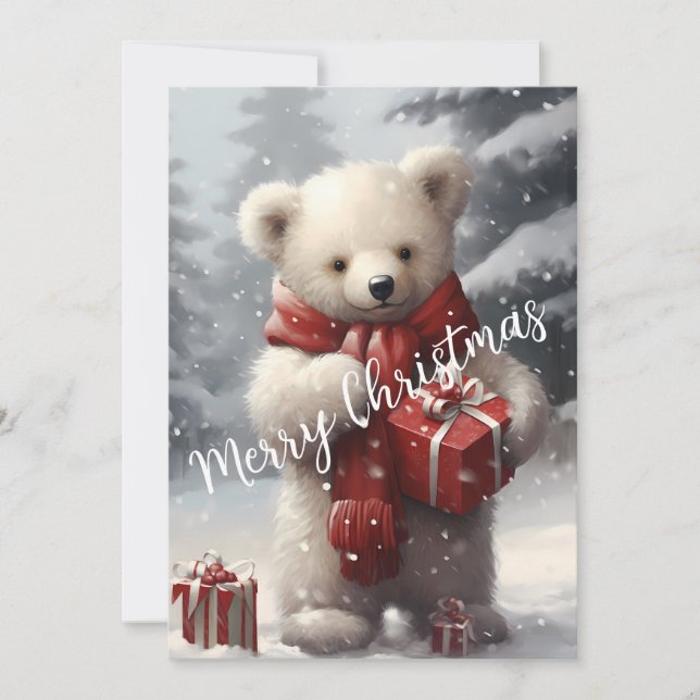 Oso Polar de Navidad Adorable con Regalos (Anverso)