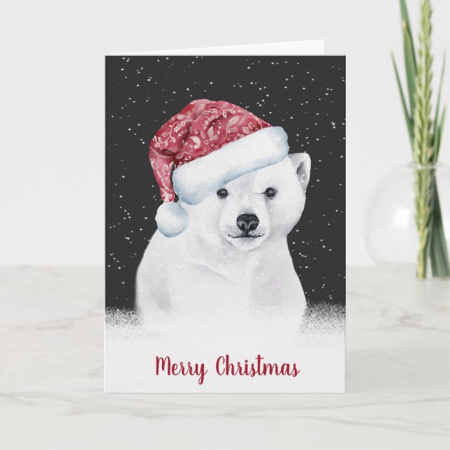 Oso Polar de Navidad en Copos de Nieve (Anverso)