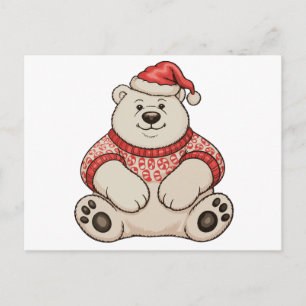 Oso Polar De Navidad Sombrero De Santa Temporada D