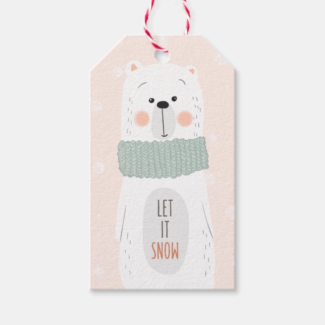 Oso polar - Déjenlo nevar - Etiqueta de regalo de  (Anverso)