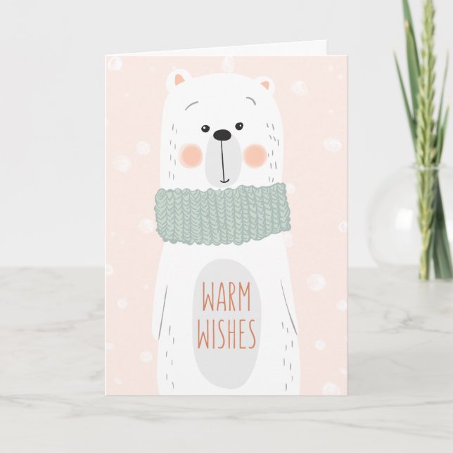 Oso Polar / Deseos cálidos | Tarjeta de Navidades  (Anverso)