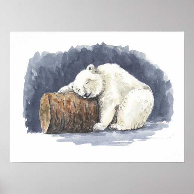 Oso polar durmiente, arte acuarela (Frente)