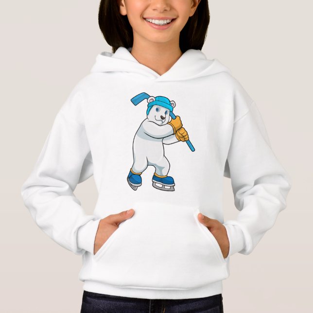 Oso polar en hockey sobre hielo con palo (Anverso)