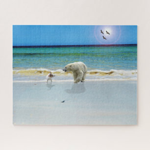 Oso Polar En La Playa, Rompecabezas De Jigsaw