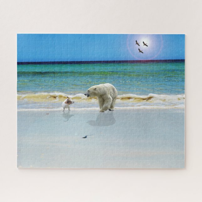 Oso Polar En La Playa, Rompecabezas De Jigsaw (Horizontal)