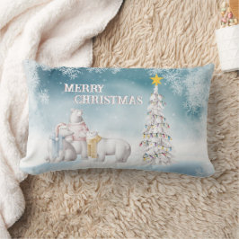 Oso Polar Feliz Navidad Almohada Lumbar