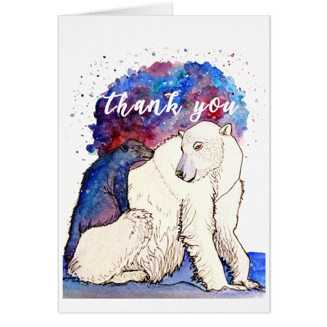 Oso Polar Gracias Cartas 5 x 7 (Frente)